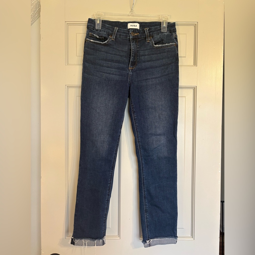 Pistola Dark Indigo Jeans with cuff at bottom size 28